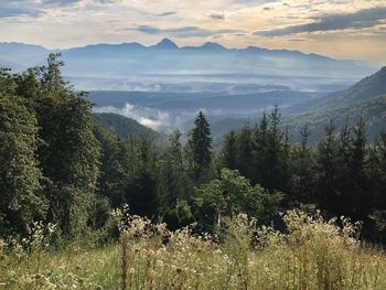 Scenic view of mountains against sky