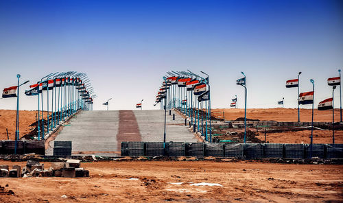 Egyptian flags in row at new airport road