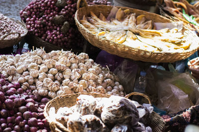 High angle view of spices at market stall