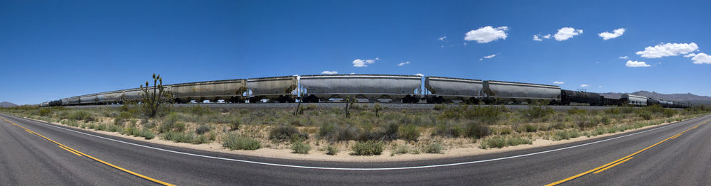 Train against blue sky