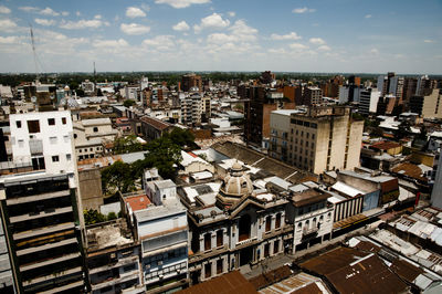 High angle view of cityscape against sky