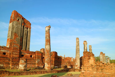 Structures ruins of the old royal palace archaeological complex, ayutthaya historical park, thailand