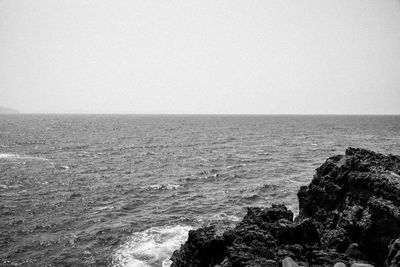 Scenic view of sea against clear sky