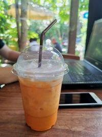 Close-up of drink on table