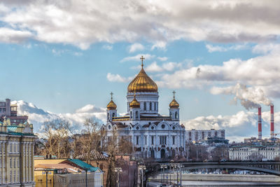 View of cathedral in city against sky