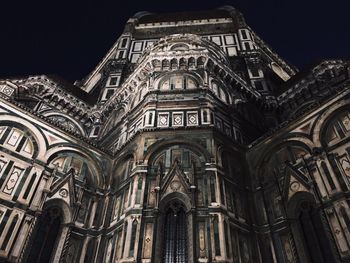 Low angle view of duomo santa maria del fiore at night