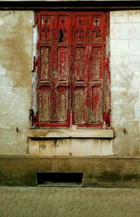 Closed door of old building