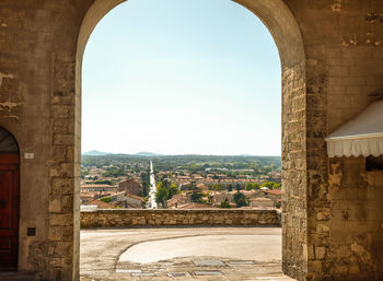 View of old ruin building against clear sky