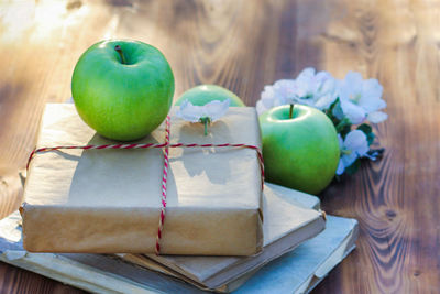 Close-up of apples on table