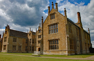 Low angle view of old building against sky