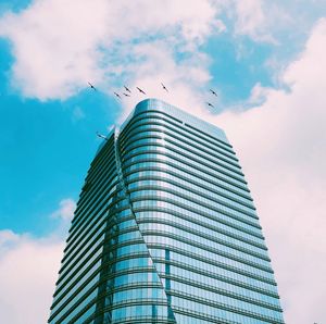 Low angle view of modern building against sky