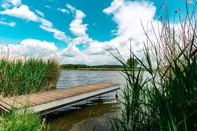 Scenic view of lake against sky