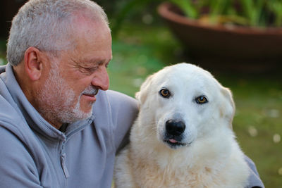 Portrait of man with dog