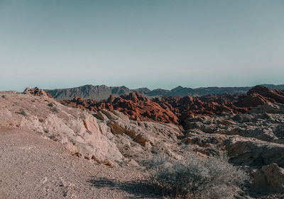 Scenic view of desert against clear sky