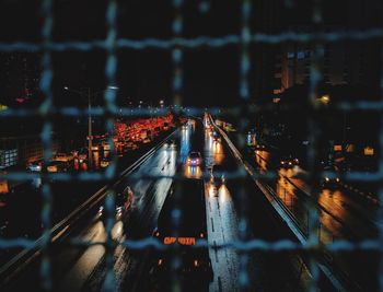 Illuminated light trails at night