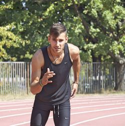 Young man posing for marathon