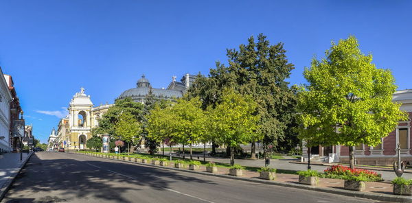 View of building against clear blue sky