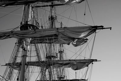 Low angle view of boats in harbor