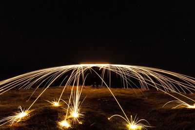 Firework display at night