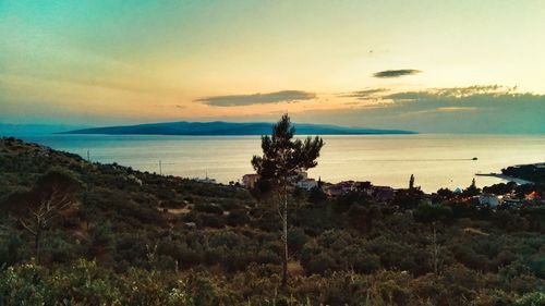 Scenic view of sea at sunset