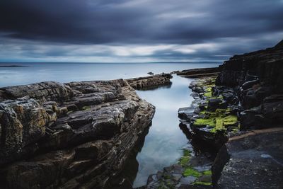 Scenic view of sea against cloudy sky