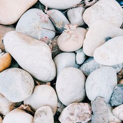 High angle view of stones on beach