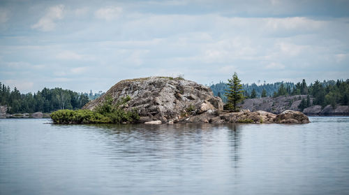 Scenic view of lake against sky