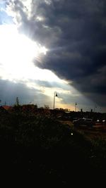 Storm clouds over cloudy sky