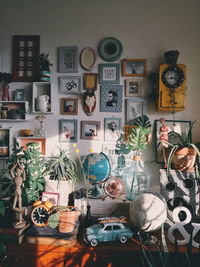 Potted plants on table at home