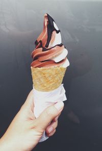 Hand holding ice cream cone