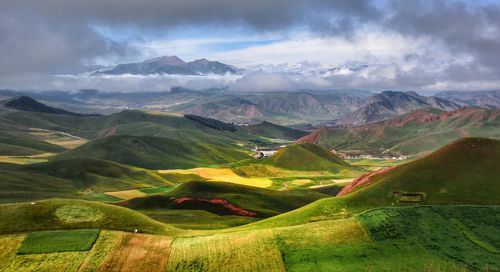 High angle view of landscape against sky