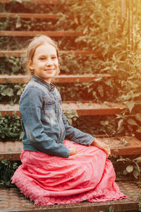 Happy candid kid girl in nature. prepubertal age of children, mind psychology and mental health