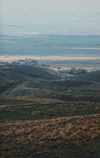 High angle view of land against sky