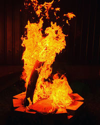 Close-up of fire on wood