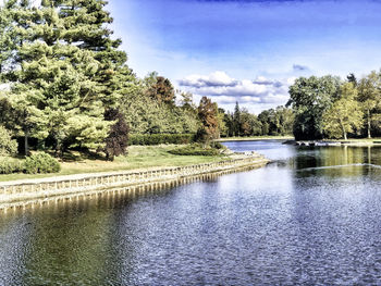 Scenic view of lake against sky