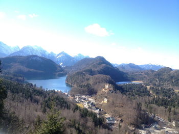 High angle view of mountains against sky