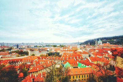 High angle view of townscape against sky