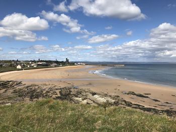 Scenic view of beach against sky