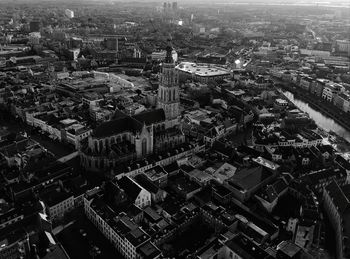 High angle view of buildings in city