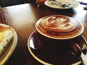 High angle view of coffee on table
