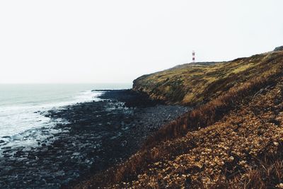 Scenic view of sea against clear sky