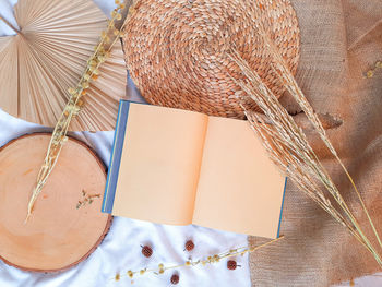 Product photo flatlay, blank blue book