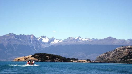 Scenic view of mountains against clear sky