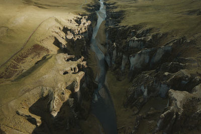 High angle view of rocks in river
