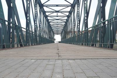 Old metal overpass, bridge over the river. rivet metal bridge in town. breclav, czechia
