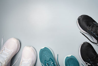 High angle view of shoes on table