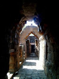 Narrow alley in front of building