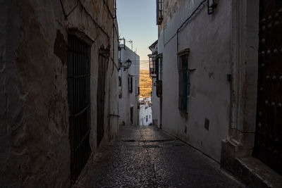 Narrow alley amidst buildings in city