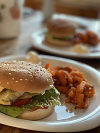 Close-up of breakfast served on table