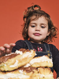 Portrait of cute girl with ice cream